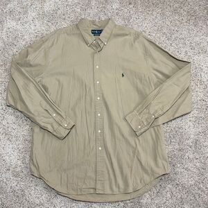 Ralph Lauren Classic Fit Khaki Button Down Shirt Mens 3XLT Tall Big & Tall